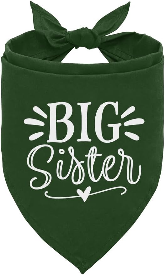 Big Sister Bandana for Dog, Pet Pregnancy Announcement, Dark Green Dog Bandana, Big Sister Dogs Shirt, Pet Bandana for Small Medium Dogs (M)