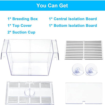 Fish Breeding Box Aquarium Holding Tank Transparent Fish Isolation Box Acclimation Hatchery Incubator Breeder for Betta Shrimp Clownfish Guppy