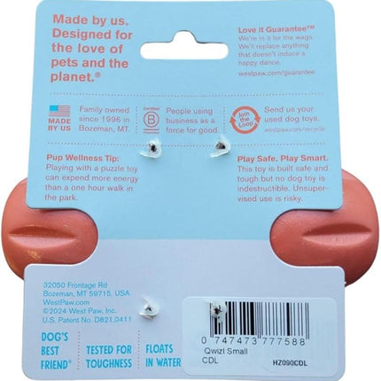 West Paw Qwizl Treat Dispensing Dog Toy for Tough Chewers- Durable Long Lasting Chew and Fetch Toy Keeps Dogs Engaged- Dishwasher Safe Safe Materials Made in USA - Cardinal Red, Small