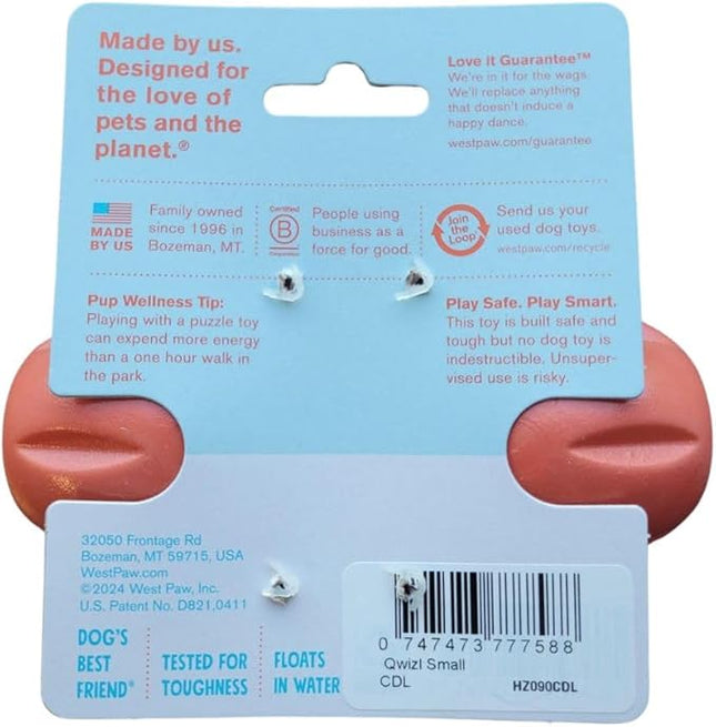 West Paw Qwizl Treat Dispensing Dog Toy for Tough Chewers- Durable Long Lasting Chew and Fetch Toy Keeps Dogs Engaged- Dishwasher Safe Safe Materials Made in USA - Cardinal Red, Small