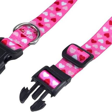 Dog Collar - Adjustable Heart Dog Collar - Love Theme - Perfect for Small Medium Large Dogs(Pink Heart,S)