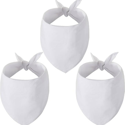 Blank Dog Bandanas Small -3PCS, DIY Solid White Triangle Scarf Premium Cotton Handkerchief or Bib, Personalized Design Birthday/Party Fun Idea Gift for S&XS Pets