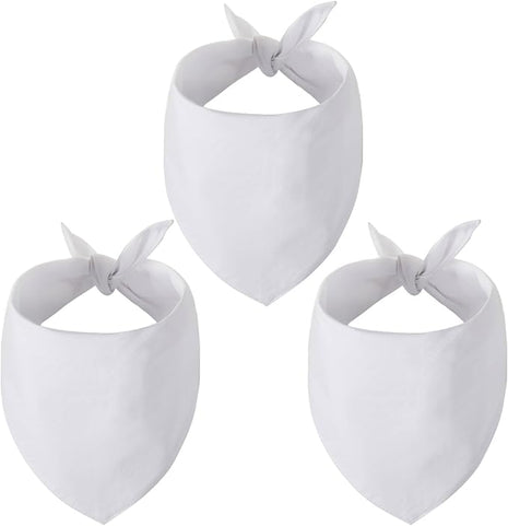 Blank Dog Bandanas Small -3PCS, DIY Solid White Triangle Scarf Premium Cotton Handkerchief or Bib, Personalized Design Birthday/Party Fun Idea Gift for S&XS Pets