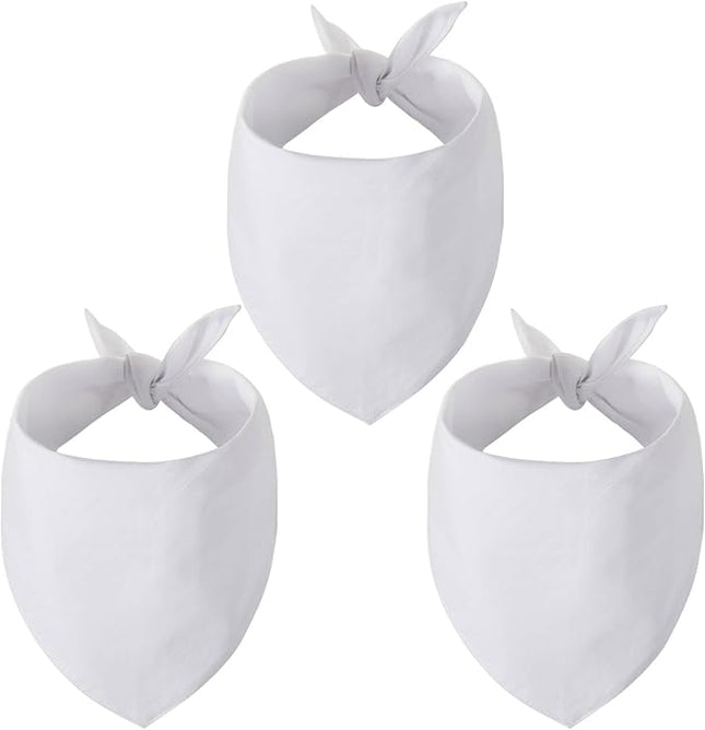Blank Dog Bandanas Small -3PCS, DIY Solid White Triangle Scarf Premium Cotton Handkerchief or Bib, Personalized Design Birthday/Party Fun Idea Gift for S&XS Pets