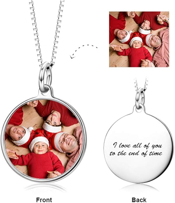 LONAGO Full Color Photo Picture Personalized Necklace Custom Etched Dog Tag Image Pendant with Message Name