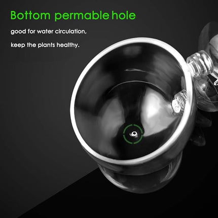 capetsma 2X Crystal Glass Aquatic Plant Pot, Planter, Red Shrimp Live Plants Fish Tank Holder with 4X Suction Cups for Aquarium Aquascape Decoration…