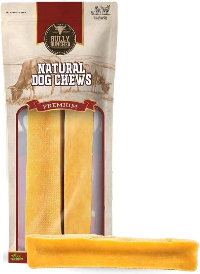 Bully Bunches Large Authentic Yak Cheese Himalayan Chews for Large Dogs & Heavy Chewers - All Natural Dog Treat Dental Chews, Made with Real Yak Milk - Lactose & Rawhide Free (2 Pk)
