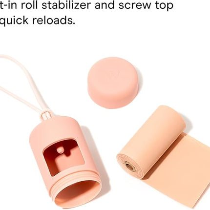 Wild One Dog Poop Bag Holder and Dispenser with Leash Attachment, Leak Proof, Easy Twist Top for Refills, Includes 1 Roll Bags, Spruce