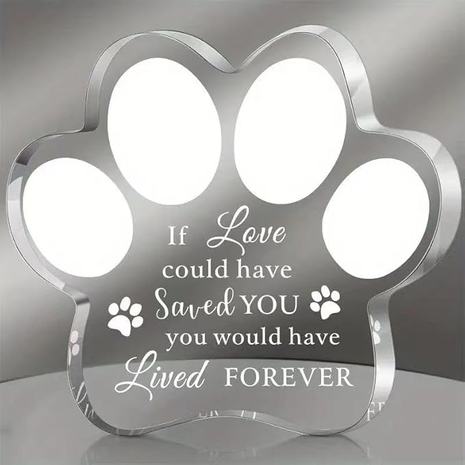 Cynlsum Pet Memorial Ornament Remembrance Gifts: Loss of Dog Cat Sympathy Gift Crystal Cute Paw Shape Decor Ornament for Dogs Puppy Keepsake