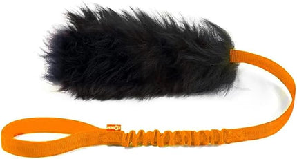 HOWGO Dog Rope Toy,Dog Bungee Chaser Toy 100% Sheepskin,Sheep Smell Tug Toy for All Breeds (Orange, Long Without Ball)