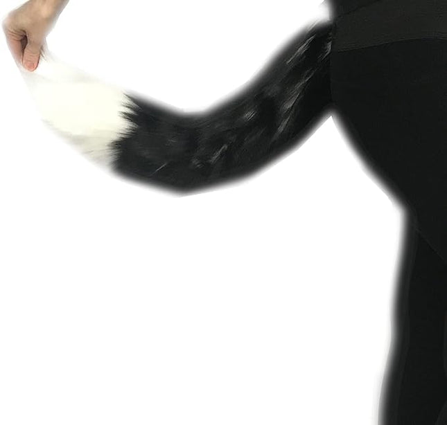 Bianna Creations Faux Fur Animal Tail, Handmade, Cosplay, Anime Lover, Costume Dress Up Pet Play Furry Super Soft Accessory (Fox Candy Black Wolf, 20")
