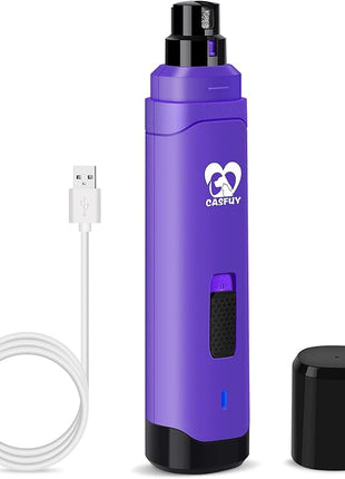 Casfuy Dog Nail Grinder Upgraded - Professional 2-Speed Electric Rechargeable Pet Nail Trimmer Painless Paws Grooming & Smoothing for Small Medium Large Dogs & Cats (Purple)