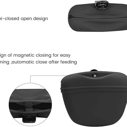 AUDWUD Silicone Dog Treat Pouch,Clip on Portable Training Container,Convenient Magnetic Buckle Closing and Waist Clip,No BPA