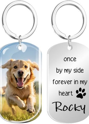 Custom Dog Memorial Keychain with Color Photo & Epoxy Shield - Personalized Pet Loss Gift, Engraved Remembrance Keychain for Dogs/Cats