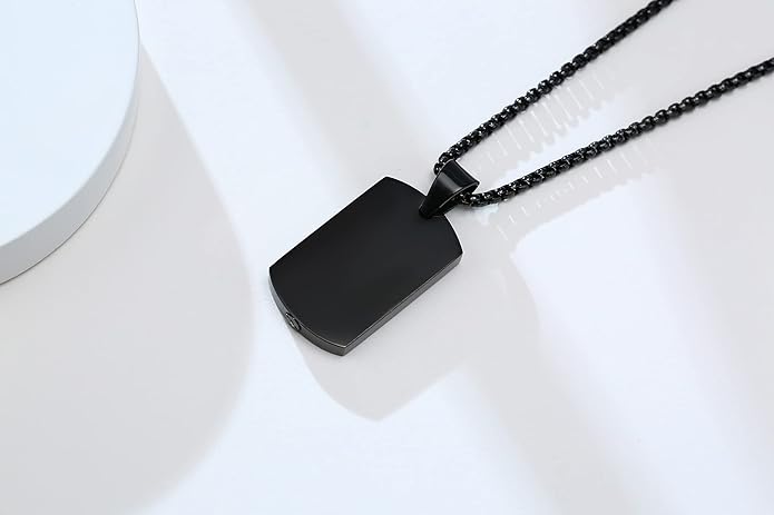 VNOX Personalized Customizable Photo Text Cremation Urn Necklace for Ashes Holder Dog Tag Pendant Family Pet Memorial Keepsake Jewelry for Men Women