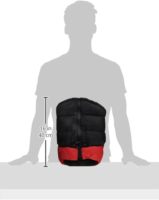 Gooby Padded Vest Dog Jacket - Red, Large - Warm Zip Up Vest Fleece Jacket with Dual D Ring Leash Water Resistant for Small to Medium Dogs