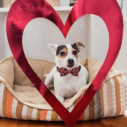 Lionet Paws Valentine's White Dog Collar, Cute Heart Black Dog Collar for Small Dogs, Adjustable Cotton Love Pet Puppy Collars for Small Dogs