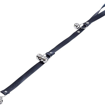 Leather Dog Doorbells for Door Knob/Potty Training/Go Outside, Length Adjustment Copper Dog Bell, Housetraining Hanging Bell, Black Leather Silver Bells.