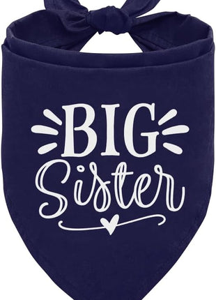 Big Sister Dog Bandanas, Dark Blue Dog Bandana, Pet Triangle Scarf Accessories, Pet Bandanas for Small Medium Large Dogs, Baby Announcement Dogs Bandana (M)