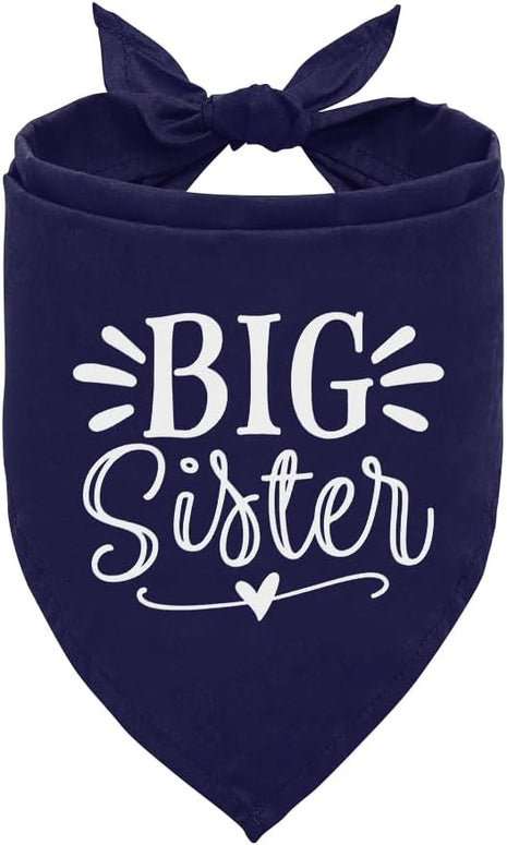 Big Sister Dog Bandanas, Dark Blue Dog Bandana, Pet Triangle Scarf Accessories, Pet Bandanas for Small Medium Large Dogs, Baby Announcement Dogs Bandana (M)