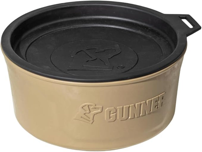 Dog Bowl with Spill-Proof Travel Lid- K9 Companion Food & Water Bowl, Lightweight Rust-Proof & Shock Resistant Stackable, Leak Resistant Nesting Lid, (Tan)