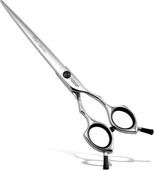Straight Dog Grooming Scissors 7.5 in Professional Dog Hair Scissor Trimming Dogs Pet Cat Shears Japan 440C Symmetric Handle Light Weight for Cutting Body Leg Hairs(7.5)