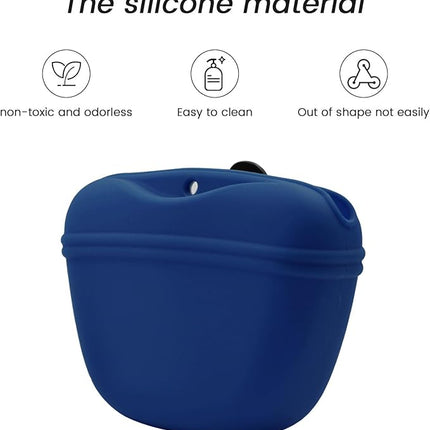 AUDWUD Silicone Dog Treat Pouch,with Dog Training Clicker,Clip on Portable Training Container,Convenient Magnetic Buckle Closing and Upgraded Waist Clip for Enhanced Stability