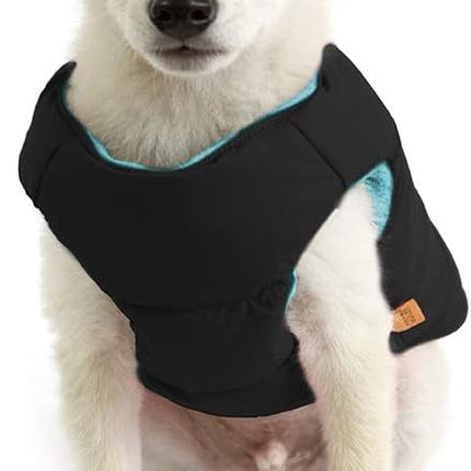 Gooby Padded Vest Dog Jacket - Solid Black, Medium - Warm Zip Up Vest Fleece Jacket with Dual D Ring Leash Water Resistant for Small to Medium Dogs