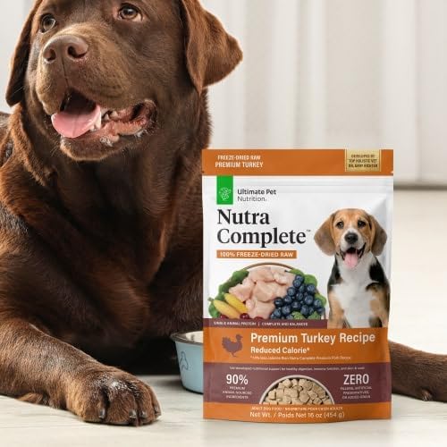 ULTIMATE PET NUTRITION Nutra Complete Reduced Calorie, 100% Freeze Dried Raw Veterinarian-Formulated Premium Adult Dog Food (1 Pound, Turkey)