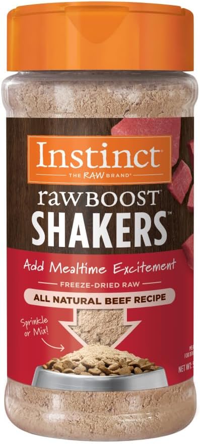 Instinct Raw Boost Shakers, Freeze-Dried Powder, Dog Food Topper - Beef, 5.5 oz. Bottle