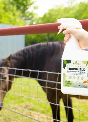 Cedarcide Extra- Strength Tickshield | Deep Woods Cedar Oil Tick & Mosquito Repellent Spray Kills & Repels Ticks, Fleas, Chiggers and Mosquitoes| For People & Pets | Natural Essential Oils | Quart