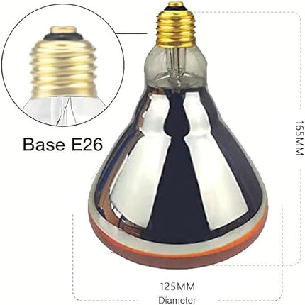 6 Pack 250W Red Heat Lamp Infrared Bulbs Glass Lamp Bulb for Food Service, Brooder Bulb, Chicks, Pet, Bathroom, Light Therapy Use E26 Base, Flood Light Heat Lamp