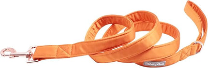 Lionet Paws Dog Leash - Silk Orange Leash for Small Medium Large Dogs Matching Collar for Girl and Boy