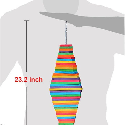 Bird Chewing Toy Large Medium Parrot Cage Bite Toys African Grey Macaws Cockatoos Eclectus Amazon (Rainbow-23.2inch)