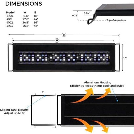 Current USA 36-48" Inch Orbit Marine LED Saltwater Reef Marine Aquarium Light | 24 Hour IR Lighting & eFlux Wave Pump Control | Adjustable Color Spectrum for Fish Tank (4102)
