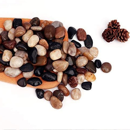 18 Pounds Pebbles Aquarium Gravel River Rock, Natural Polished Decorative Gravel, Polished Pebbles,Garden Ornamental River Pebbles Rocks, Mixed Color Stones for Landscaping Vase Fillers (18.3)