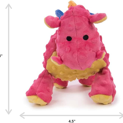 goDog Bubble Plush Dragons Squeaky Dog Toy, Chew Guard Technology - Coral, Small