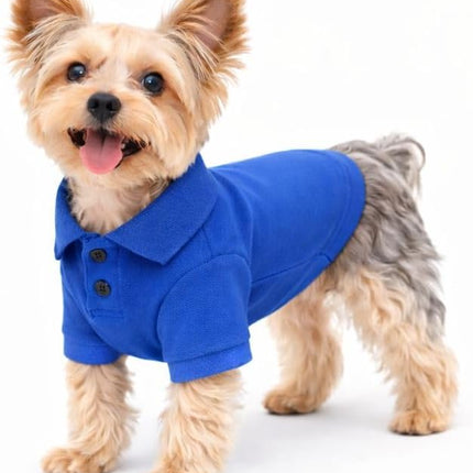 lovelonglong Basic Dog Polo Shirts Premium Cotton, Polo T-Shirts for Large Medium Small Dogs with a Two-Button Collar Blank Color Blue M