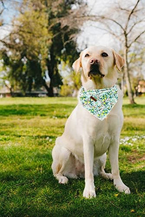 Lionheart glory Plaid Dog Bandana 1 Pack Washable Soft Cotton Lemon Flower Bibs Scarf, Adjustable Kerchief Square Dog Bandanas for Large Dogs