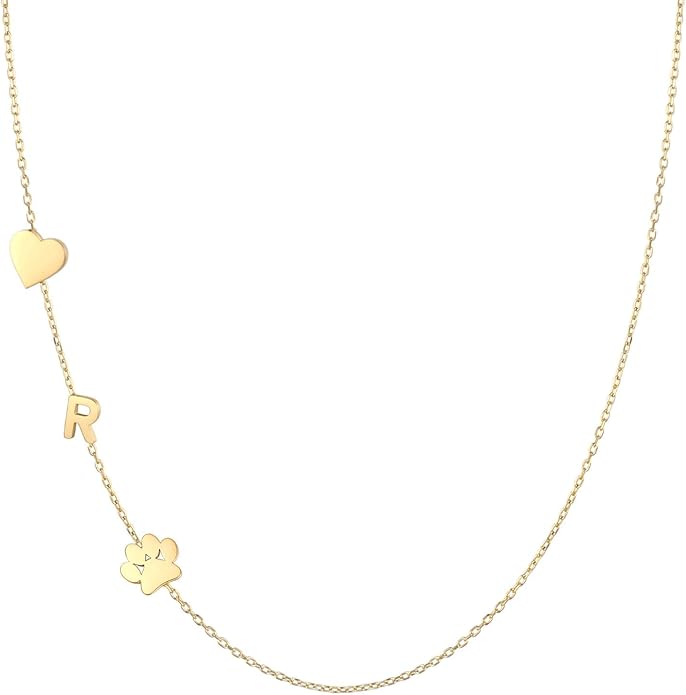 Personalized Sideways Paw Print and Initial Necklace, Dog Cat Mom Gift Pet Memorial Gifts Mothers Day for Women