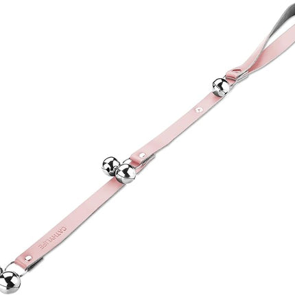 Leather Dog Doorbells for Door Knob/Potty Training/Go Outside, Length Adjustment Copper Dog Bell, Housetraining Hanging Bell, Pink Leather Silver Bells