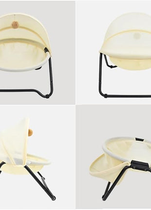 Cat Bed Cat Hammock Bed Elevated cat Bed, Comfortable and Breathable Pet Bed with Awning and Plush Toy, No-Tools Assemble, Cover Removable and Washable, Suitable for Indoor and Outdoor Use