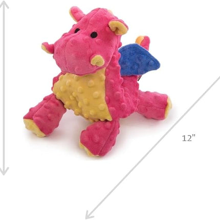 goDog Bubble Plush Dragons Squeaky Dog Toy, Chew Guard Technology - Coral, Large