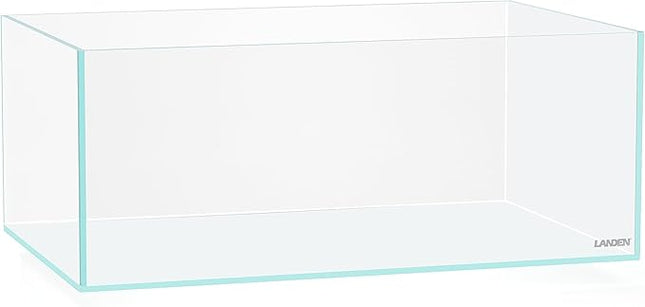 LANDEN 45S 5.4 Gal Shallow Tank, Shallow Fish Tank, Rimless Low Iron Tank W17.7×D11×H7.1 in(45x28x18cm); 5mm Thickness Aquascape Fish Tank, Black Leveling Mat Included