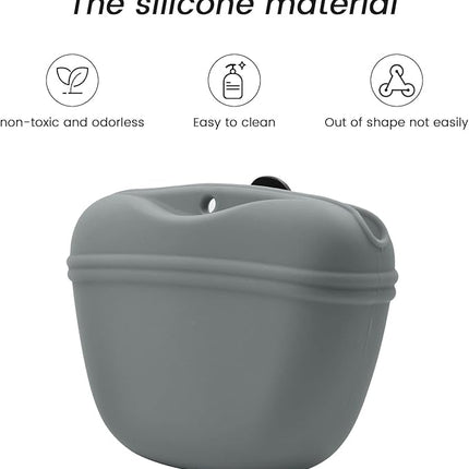 AUDWUD Silicone Dog Treat Pouch,with Dog Training Clicker,Clip on Portable Training Container,Convenient Magnetic Buckle Closing and Upgraded Waist Clip for Enhanced Stability