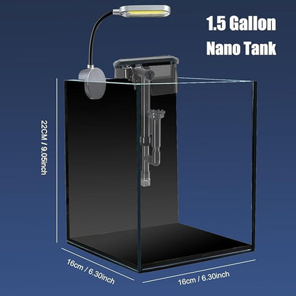1.5 Gallon Fish Tank Starter Kits, Nano Glass Aquarium with Filter, Led Light for Aquascape DIY Small Betta Fish Tank