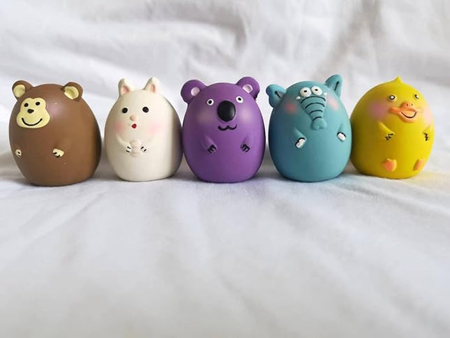 Jalousie 2.4 in Small Latex Dog Squeaky Toys - Soft Rubber Puppy Chew Toy, Animal Ball for Fetch Play - Small Medium Pets (Animal 5 Pack - Small)
