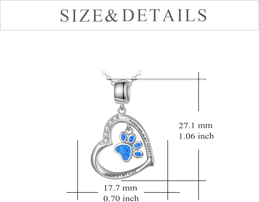 YFN Paw Print Necklace Sterling Silver Dog Cat Charms Pendant Cremation Jewelry Cat Dog Memorial Gifts for Women Girls