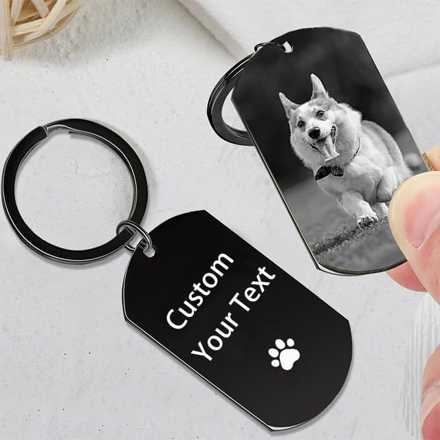 Dog Memorial Gifts Personalized Pet Memorial Keyring Photo for Loss of Dogs & Cats, Custom Pet Bereavement Gift, Double Sided Engraved Keychain Keepsake
