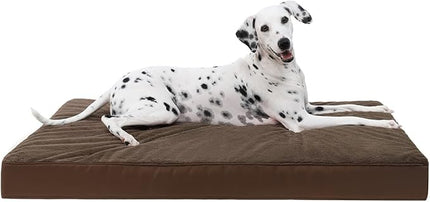 KSIIA Orthopedic Dog Bed Crate Waterproof Pet Mats for Large Dogs Deluxe Plush Washable Pet Bed with Egg Crate Foam & Removable Cover, 41 x 27 Inch, Brown